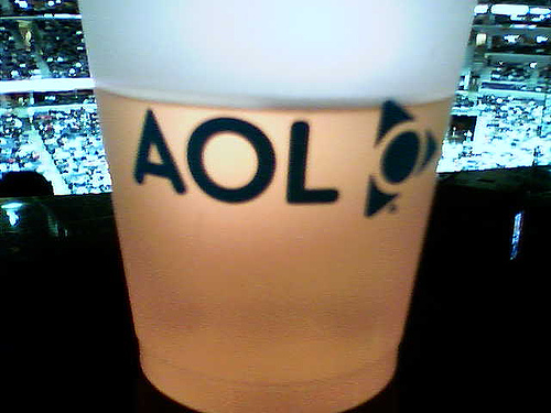 AOL branded beer at Wizards glass.jpg